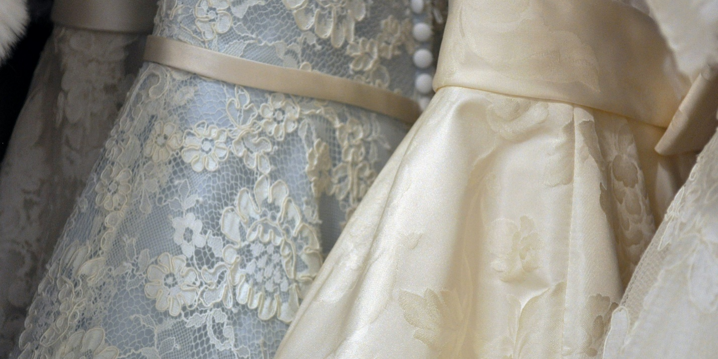 wedding dresses in a boutique